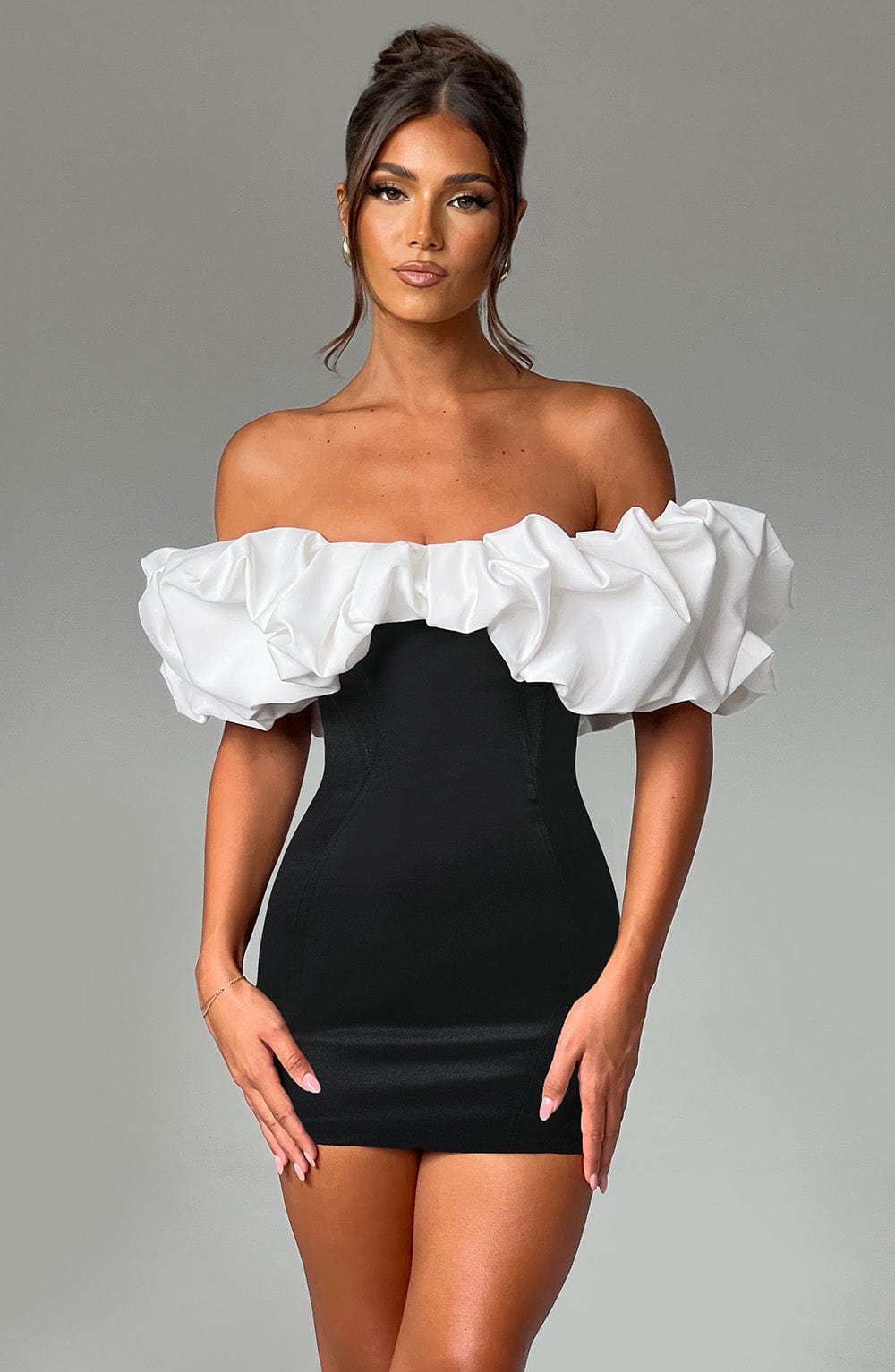 Vestido Mini Allie - Negro/Blanco