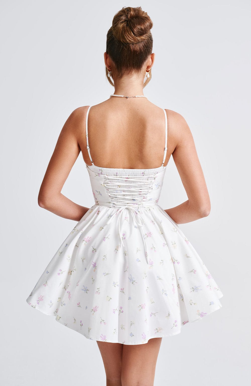 Vestido Mini Analeigh - Estampado Floral Multicolor Blanco