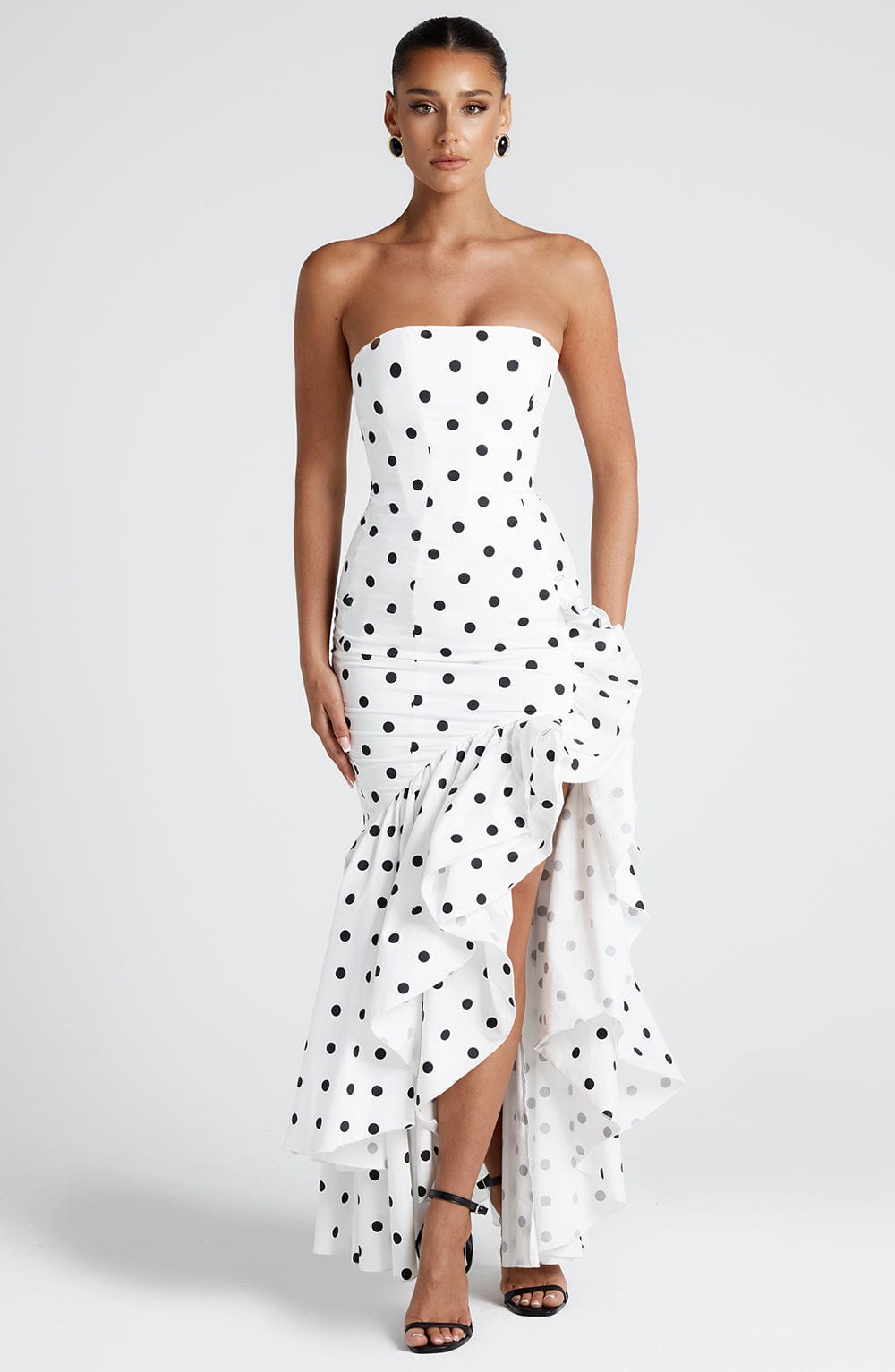 Vestido Maxi Angelina - Estampado de Lunares Negros