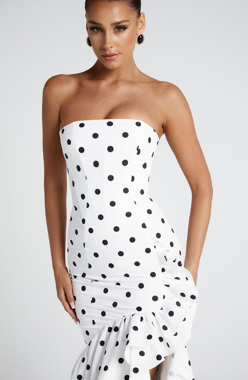 Vestido Maxi Angelina - Estampado de Lunares Negros