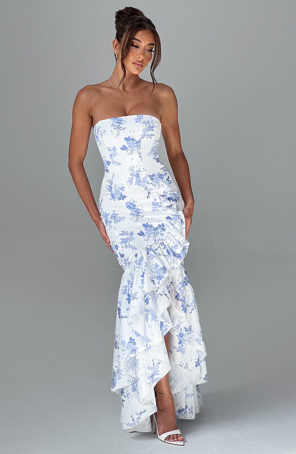 Vestido Maxi Angelina - Estampado Floral en Azul