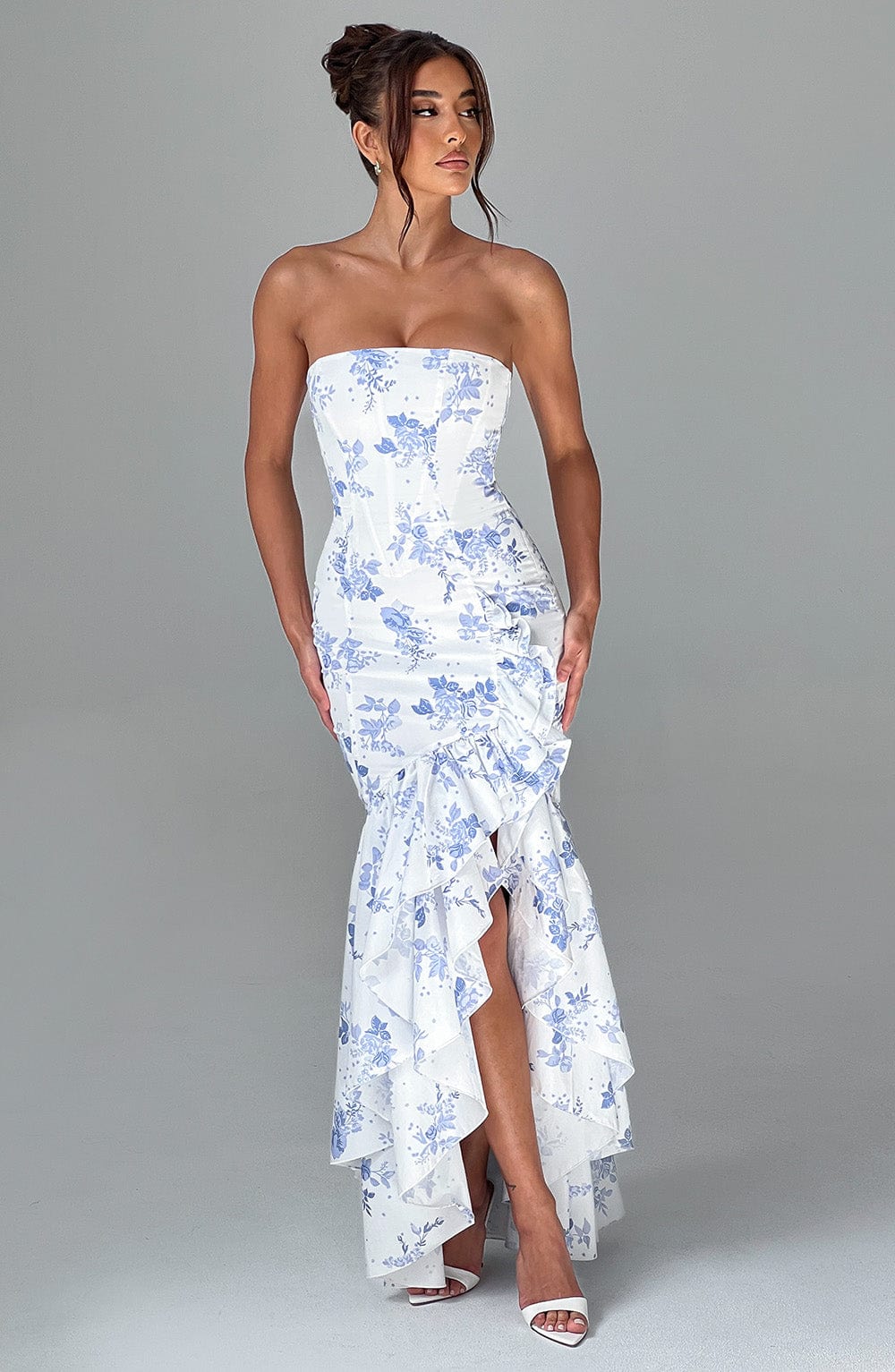 Vestido Maxi Angelina - Estampado Floral en Azul