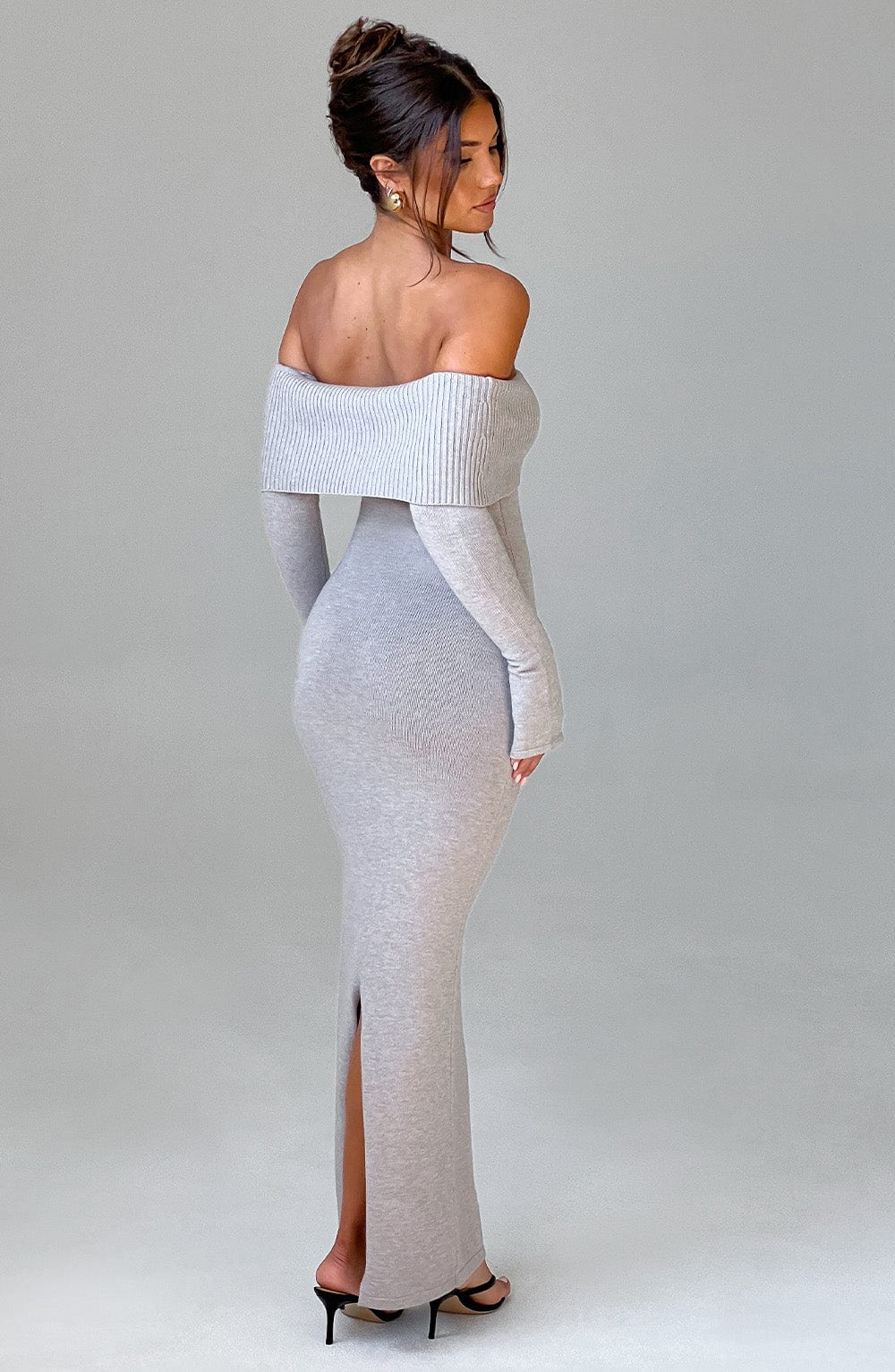 Vestido Maxi de Punto Beverley - Gris Claro Melange