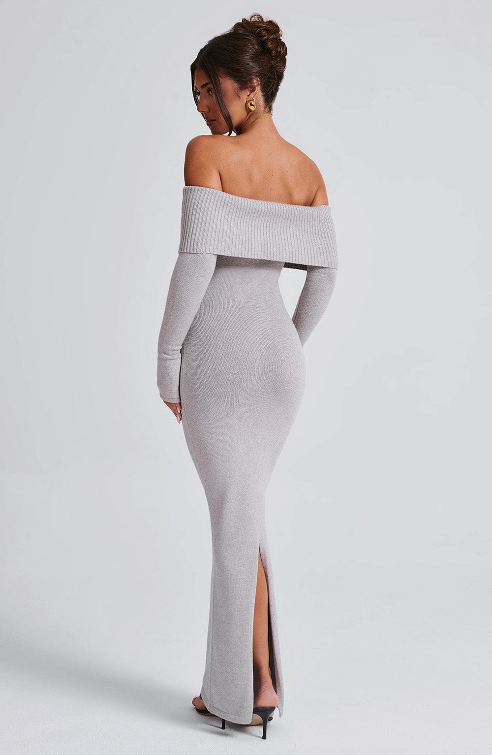 Vestido Maxi de Punto Beverley - Gris Claro Melange