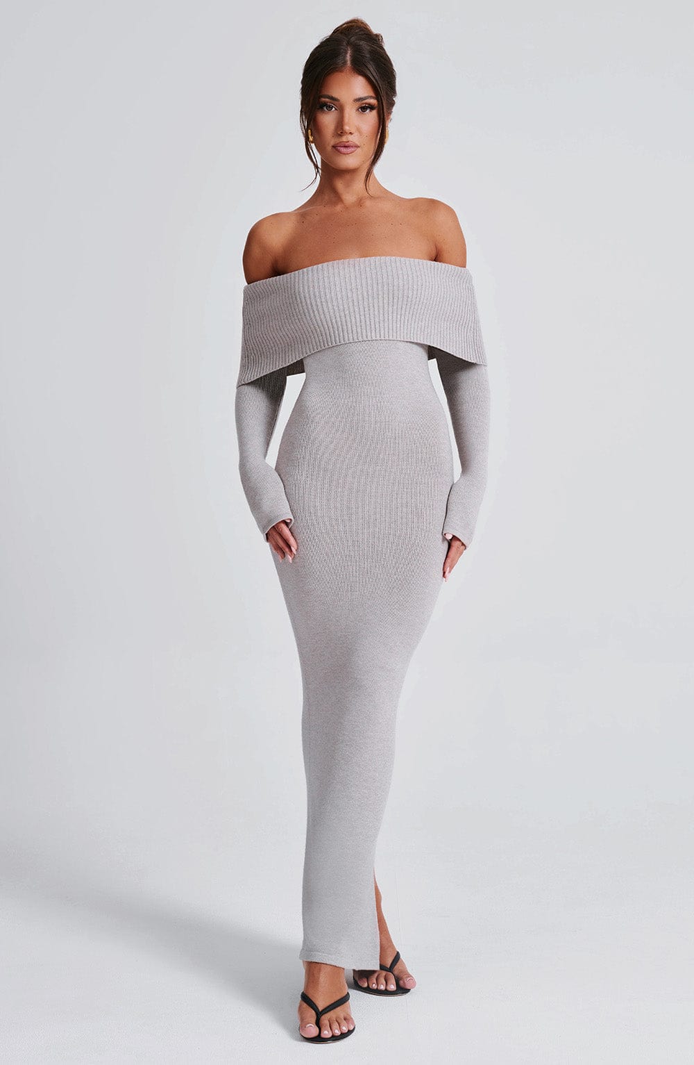 Vestido Maxi de Punto Beverley - Gris Claro Melange
