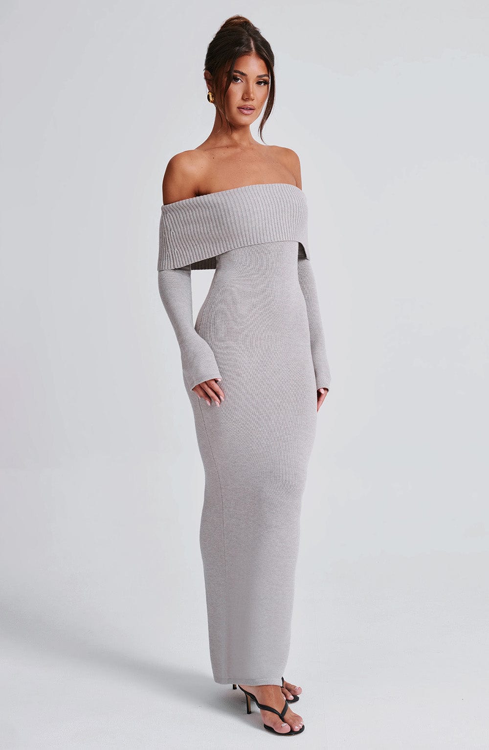 Vestido Maxi de Punto Beverley - Gris Claro Melange