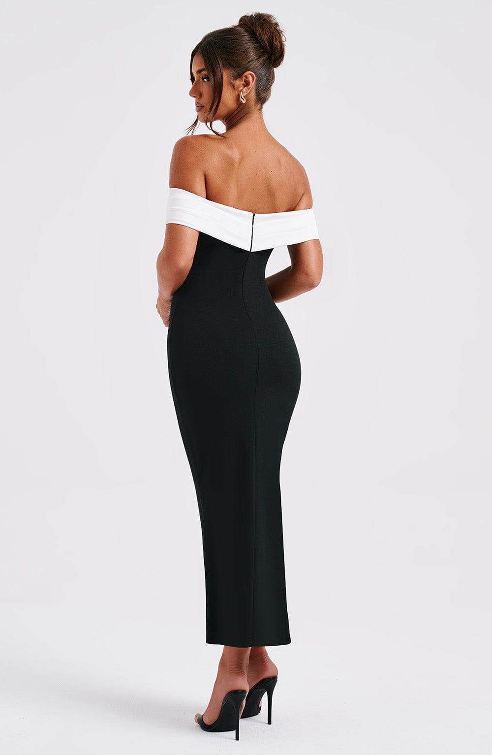 Vestido Midi Bex - Negro/Blanco