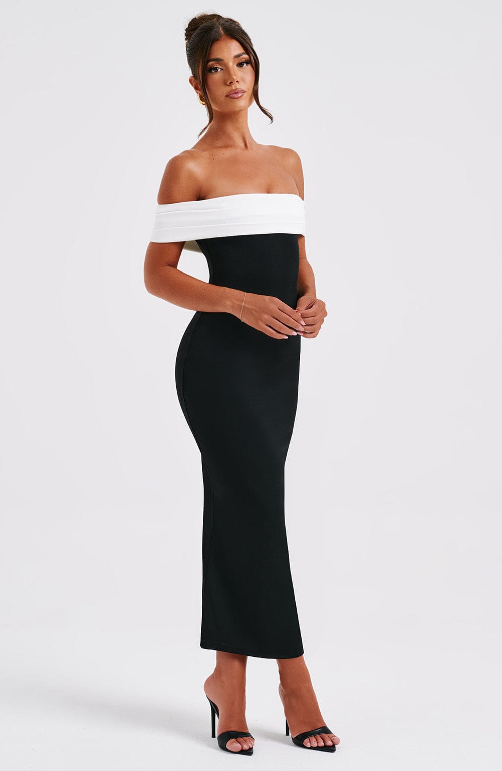Vestido Midi Bex - Negro/Blanco