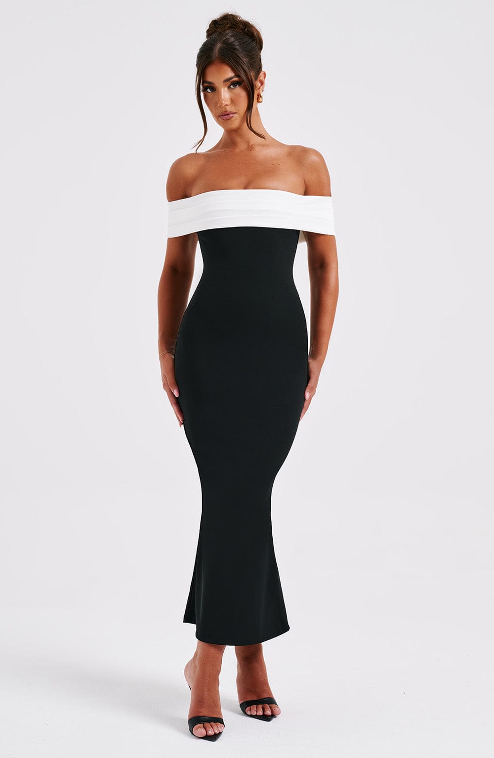 Vestido Midi Bex - Negro/Blanco