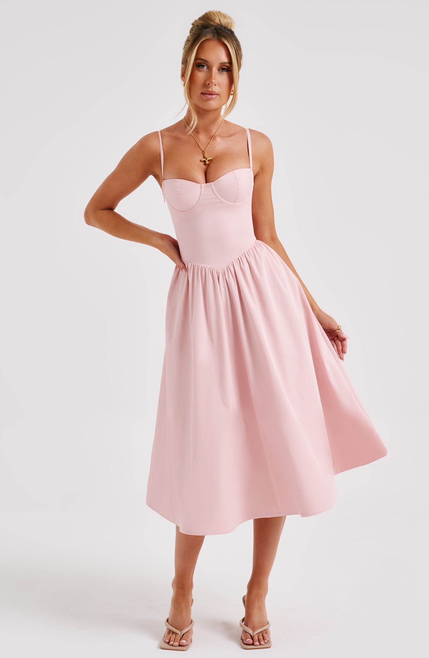 Vestido Midi Daisey - Rosa Claro