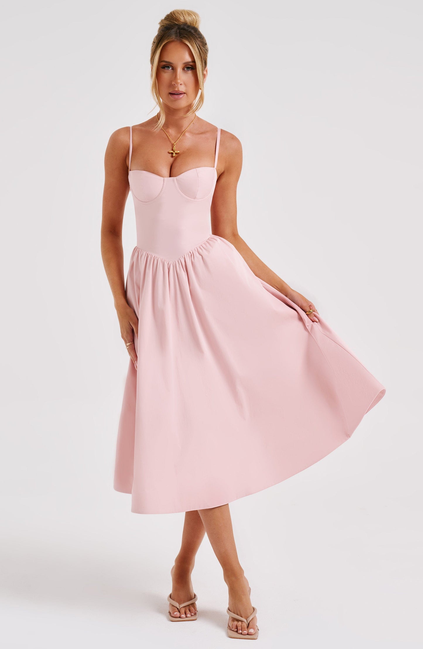 Vestido Midi Daisey - Rosa Claro