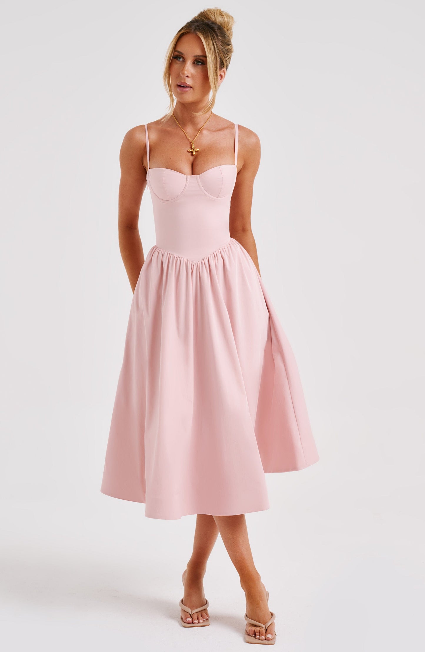 Vestido Midi Daisey - Rosa Claro
