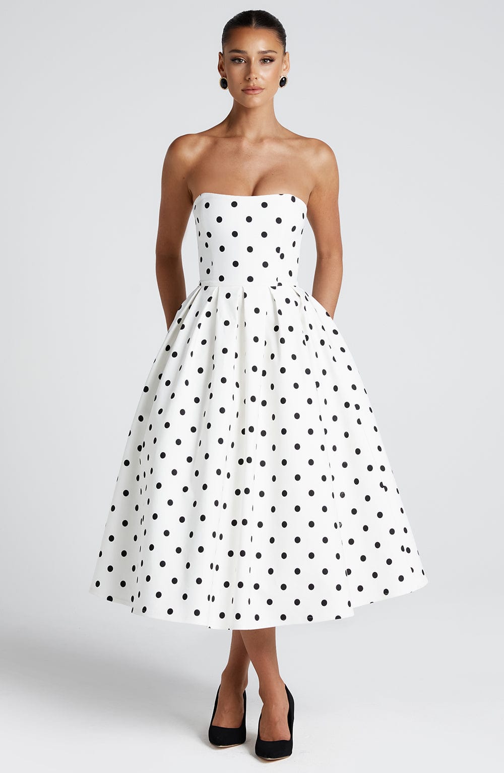Vestido Midi Edith - Estampado de Lunares Negros