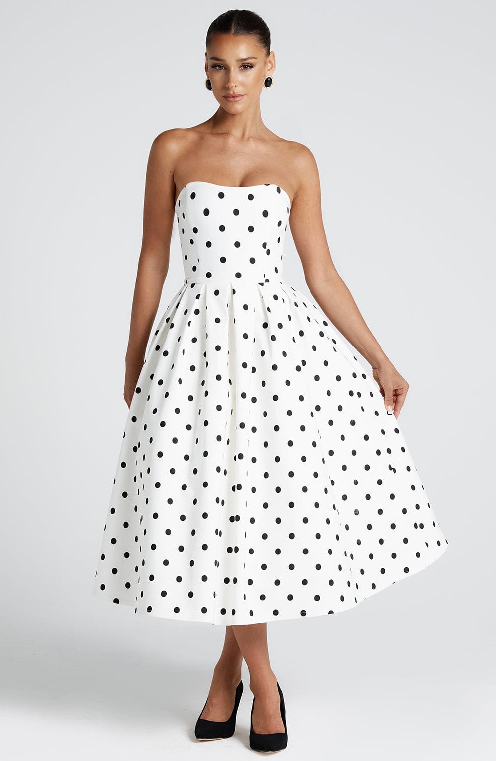 Vestido Midi Edith - Estampado de Lunares Negros