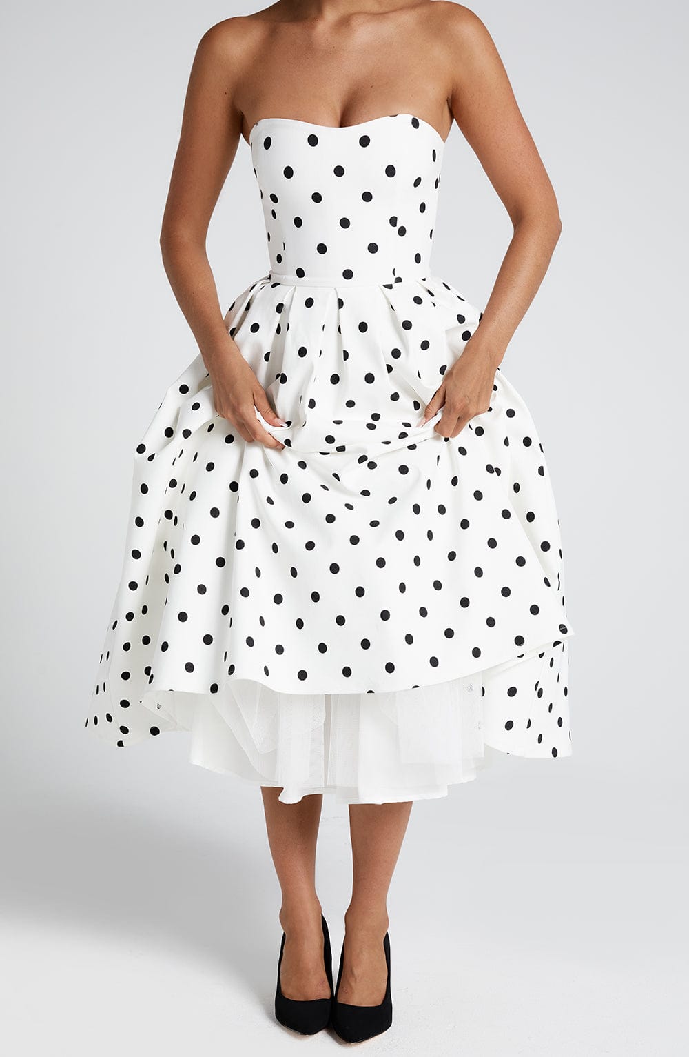 Vestido Midi Edith - Estampado de Lunares Negros