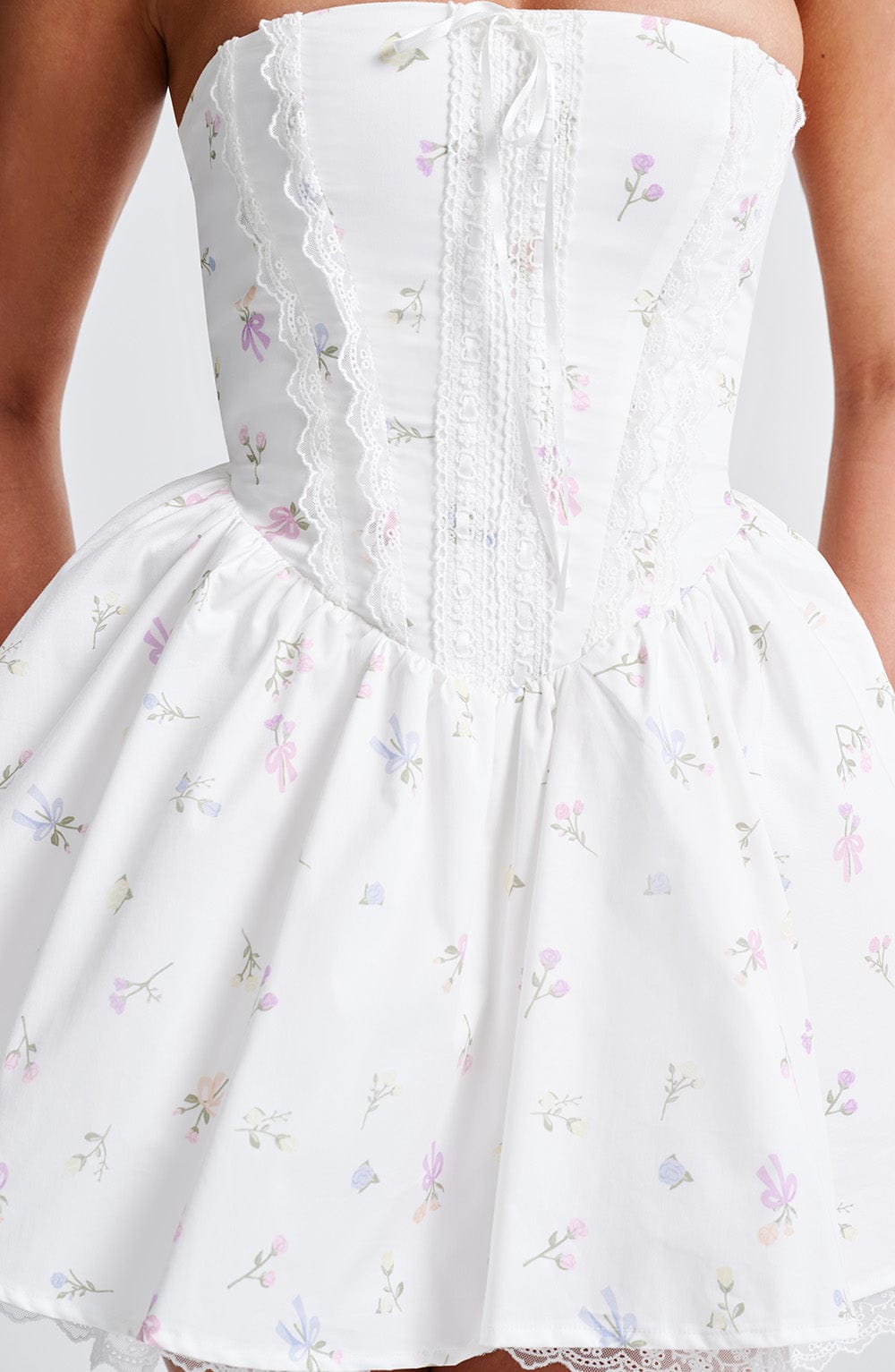 Vestido Mini Evie - Blanco con Estampado Floral Multicolor
