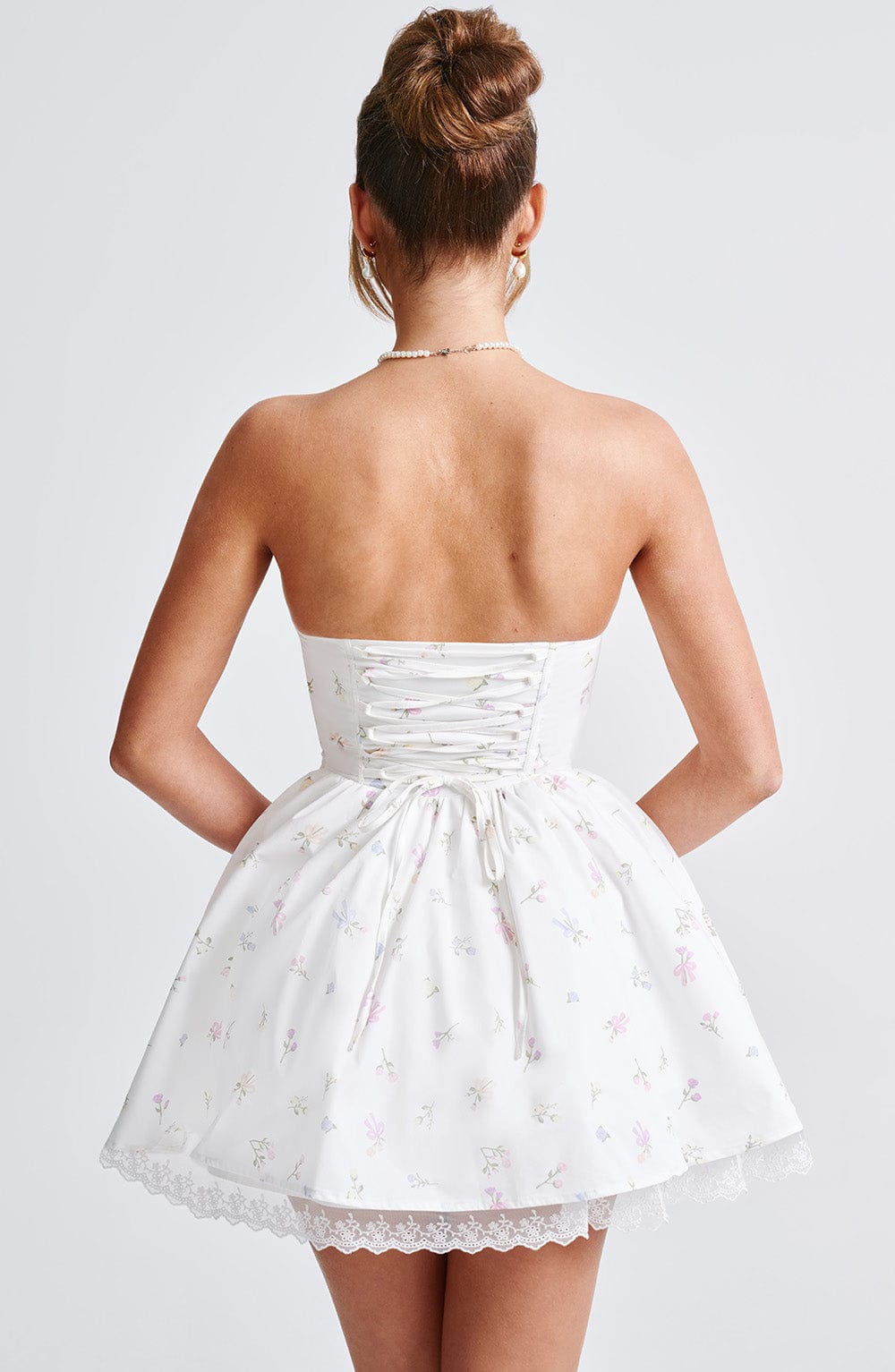Vestido Mini Evie - Blanco con Estampado Floral Multicolor