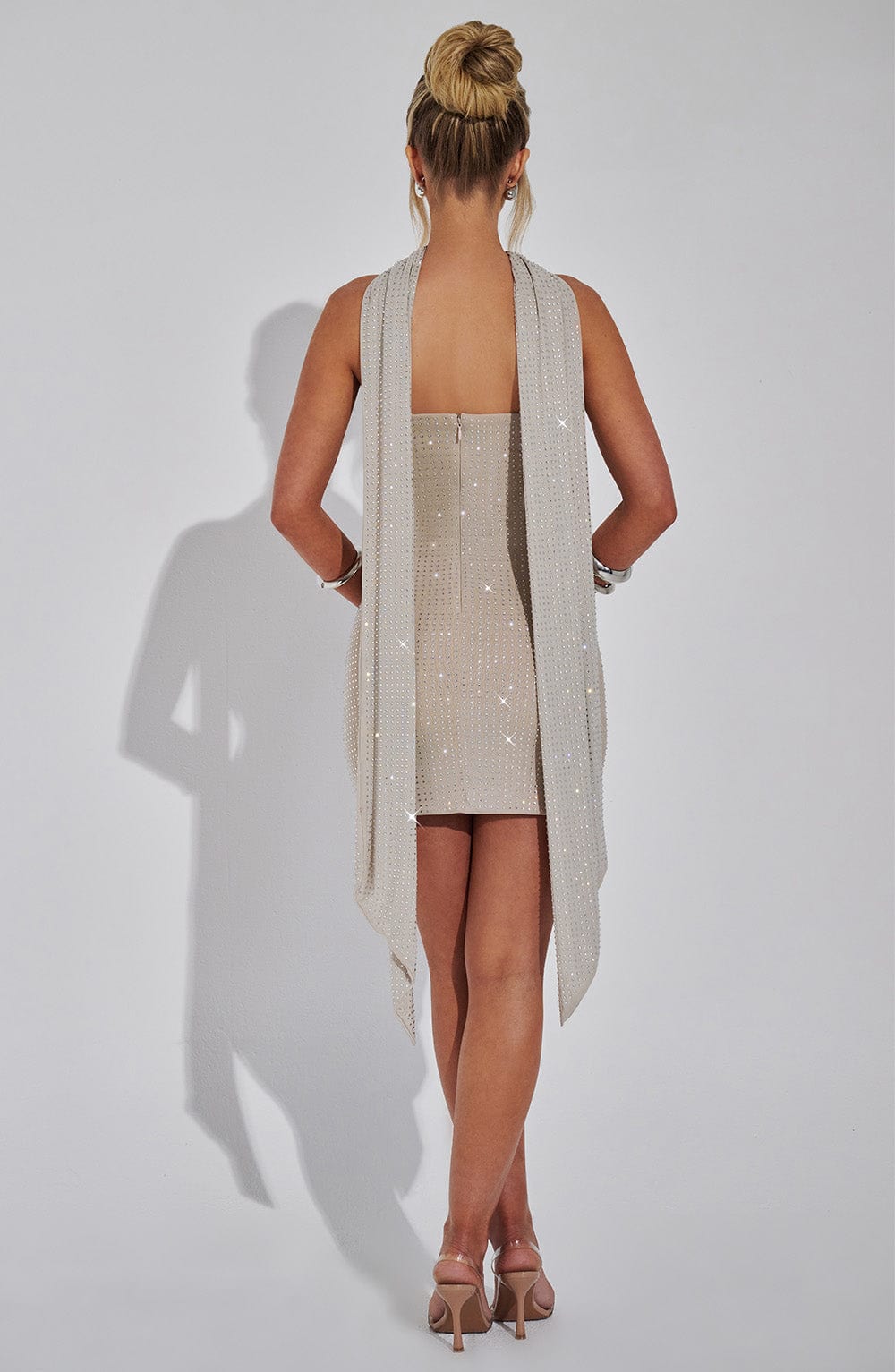 Vestido Mini Ginni - Plateado/Nude