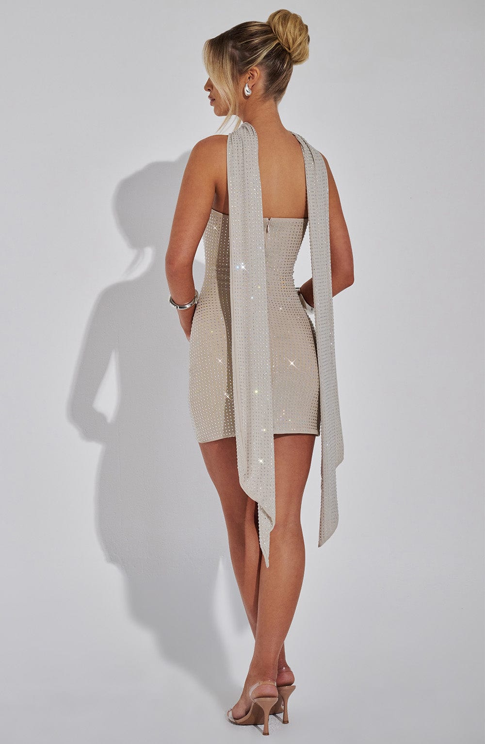 Vestido Mini Ginni - Plateado/Nude
