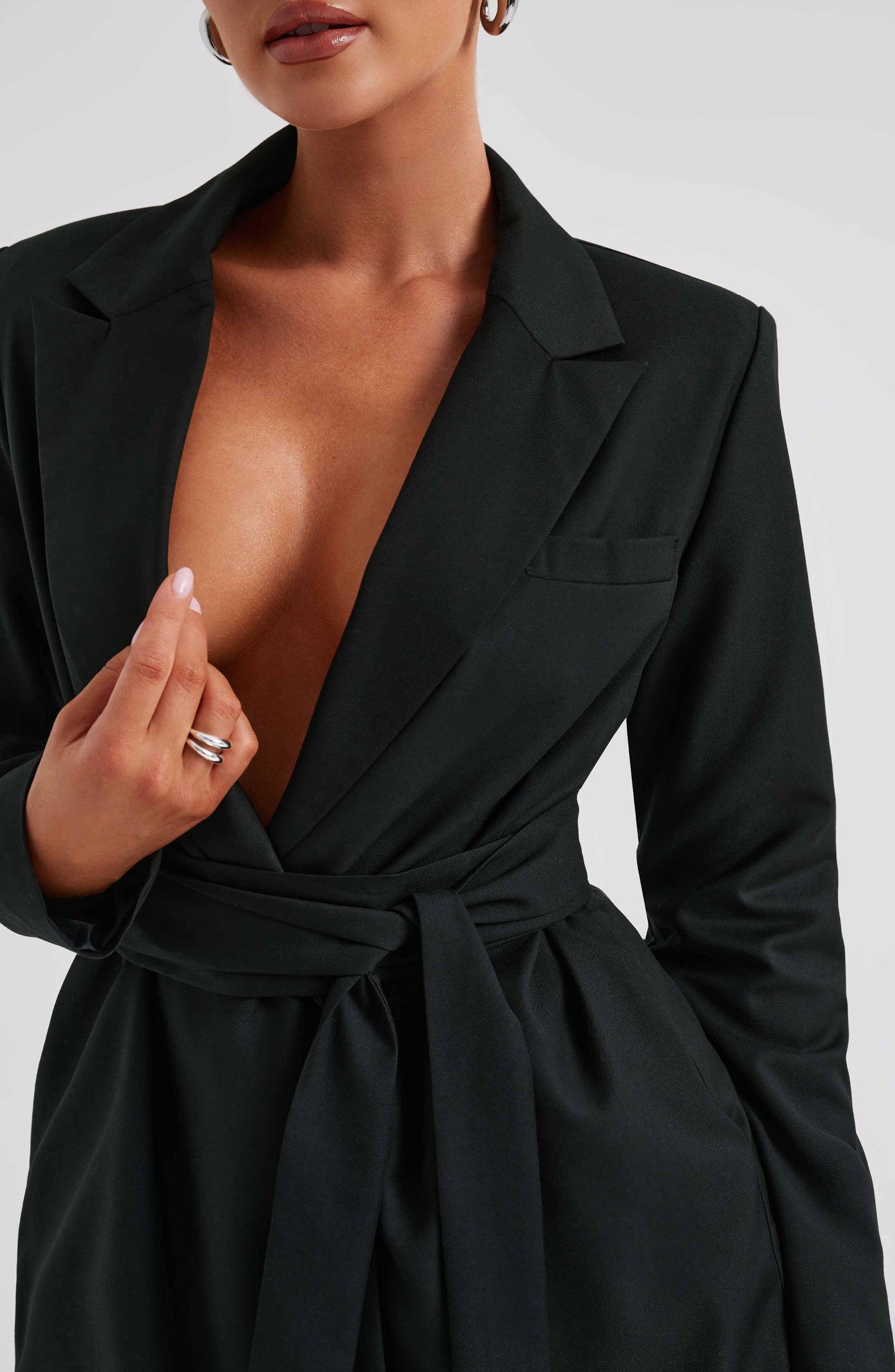 Vestido traje de mezcla de algodón - Negro