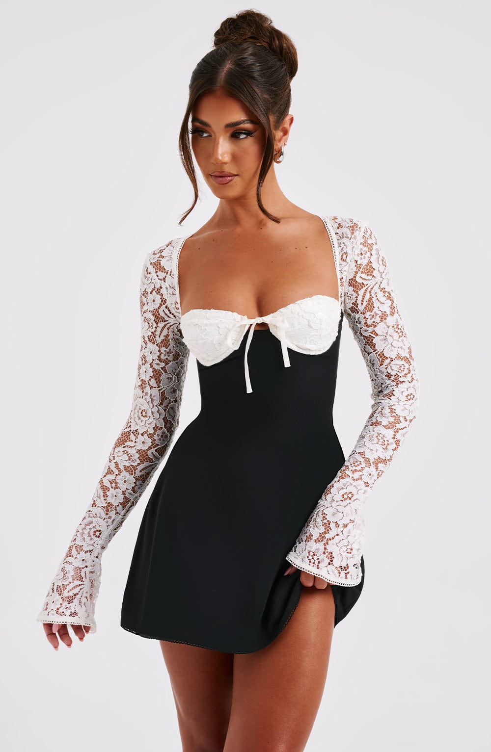 Vestido Mini Jacinta - Negro/Blanco