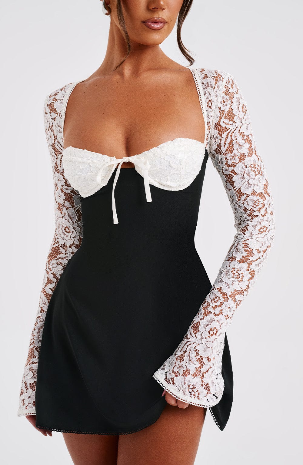 Vestido Mini Jacinta - Negro/Blanco