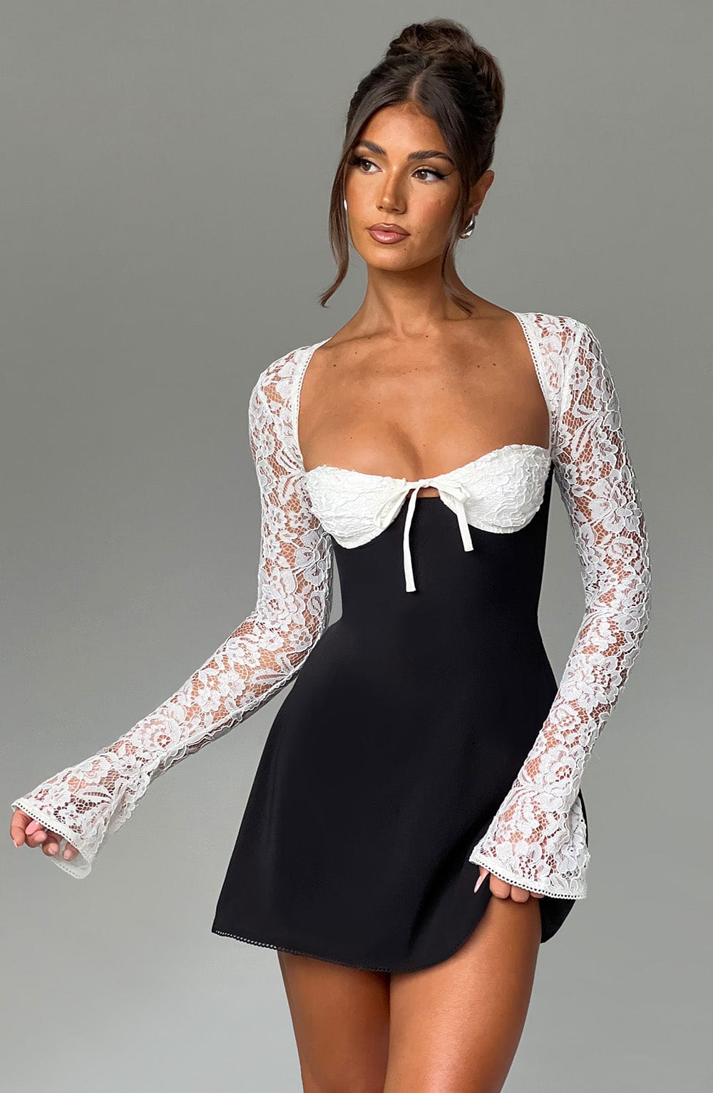 Vestido Mini Jacinta - Negro/Blanco