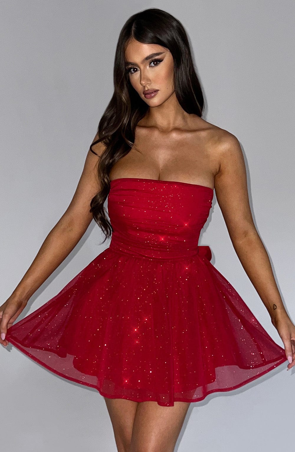 Vestido Mini Katrina - Brillo Rojo