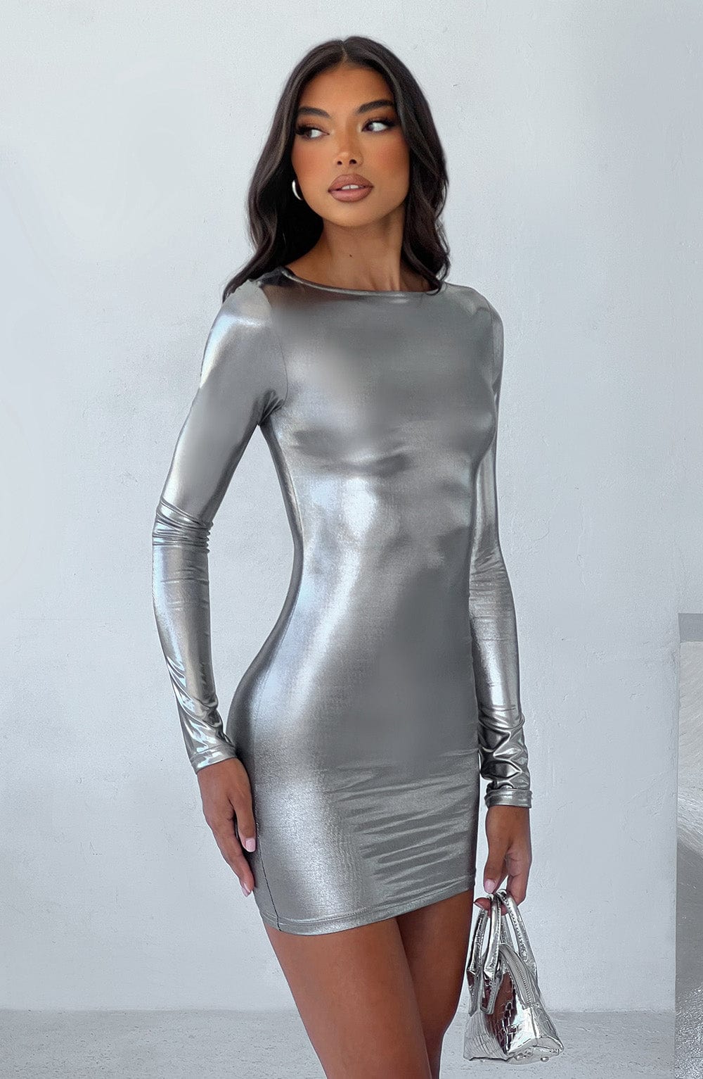 Vestido Mini Kyranni - Metalizado Gunmetal