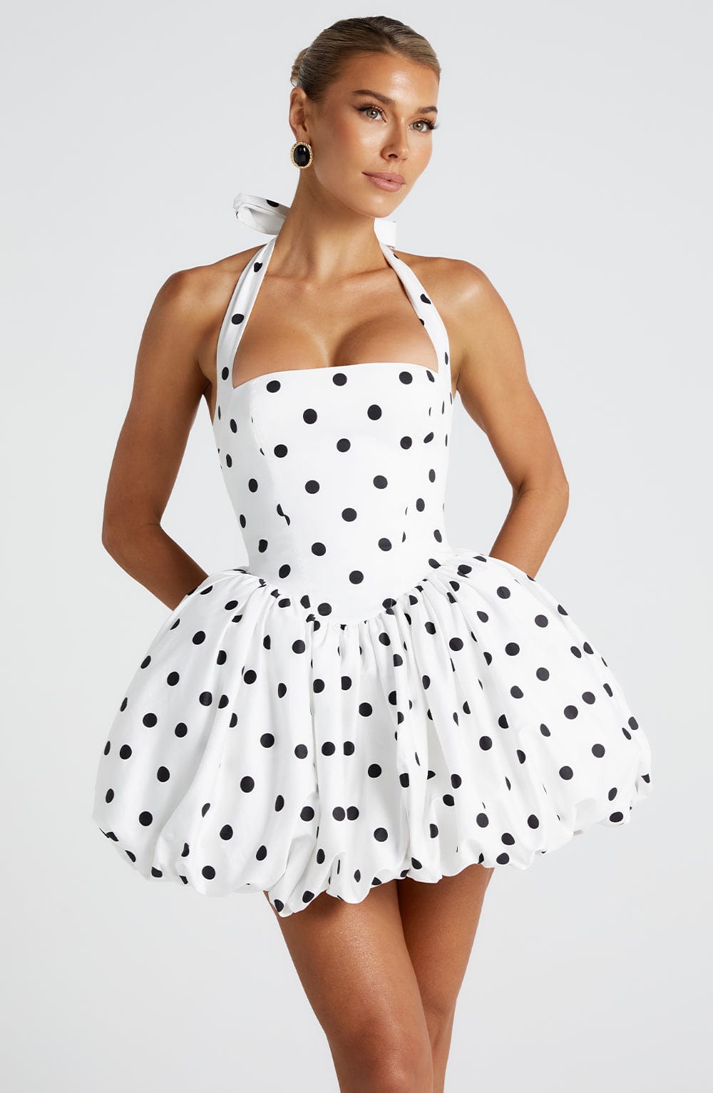 Vestido Mini Maricia - Estampado de Lunares Negros