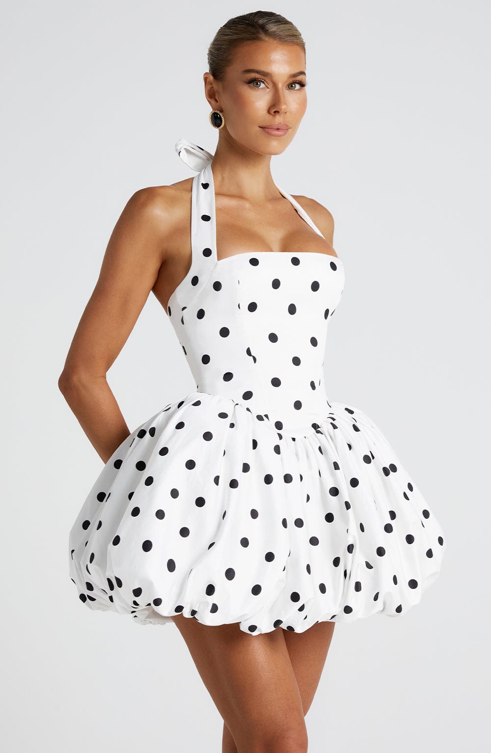 Vestido Mini Maricia - Estampado de Lunares Negros