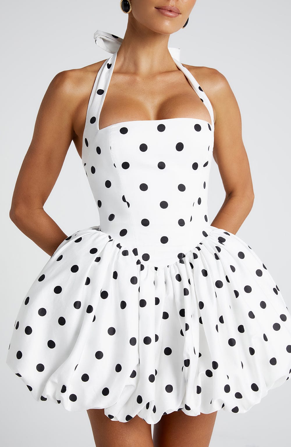 Vestido Mini Maricia - Estampado de Lunares Negros