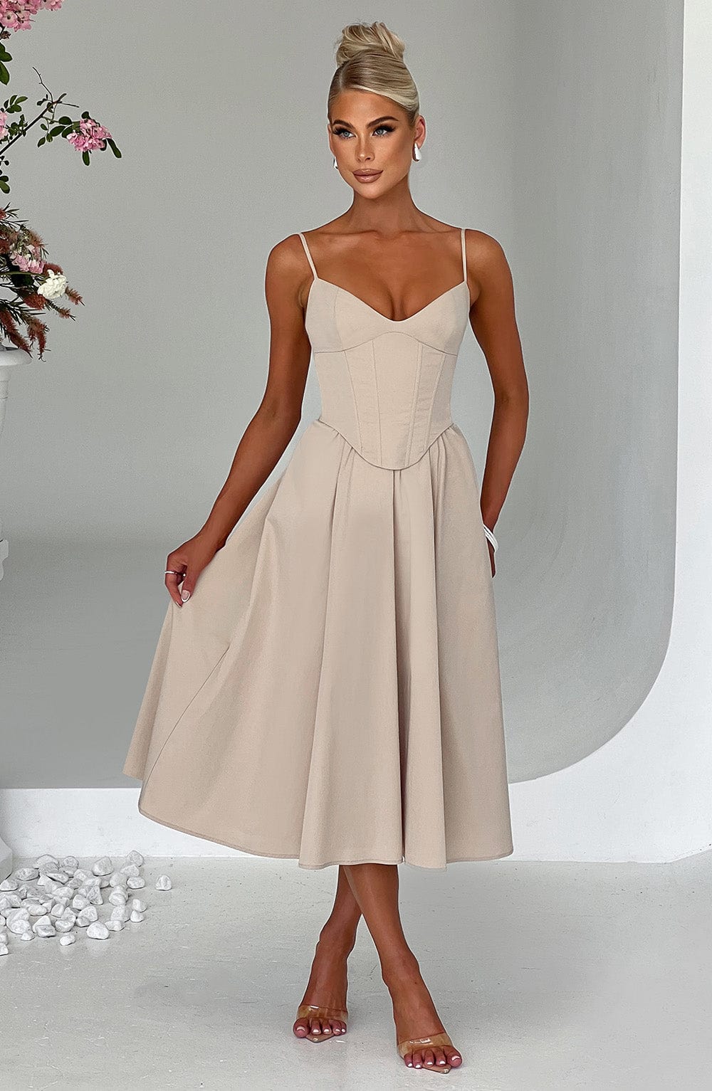 Vestido Midi Mariella - Beige