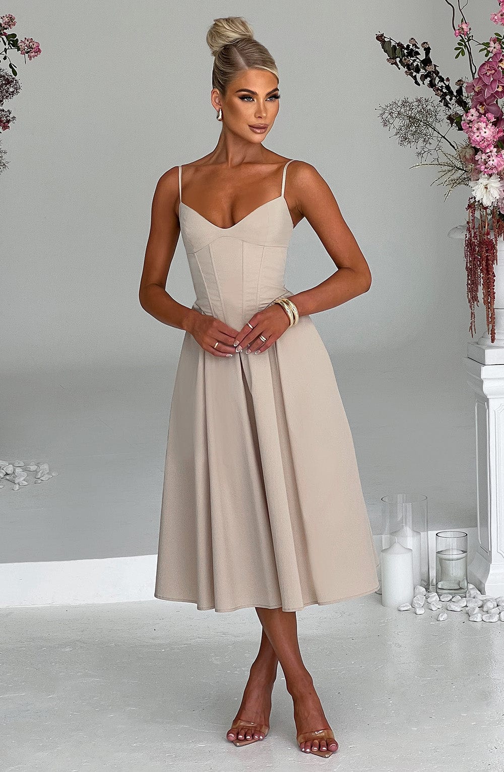 Vestido Midi Mariella - Beige