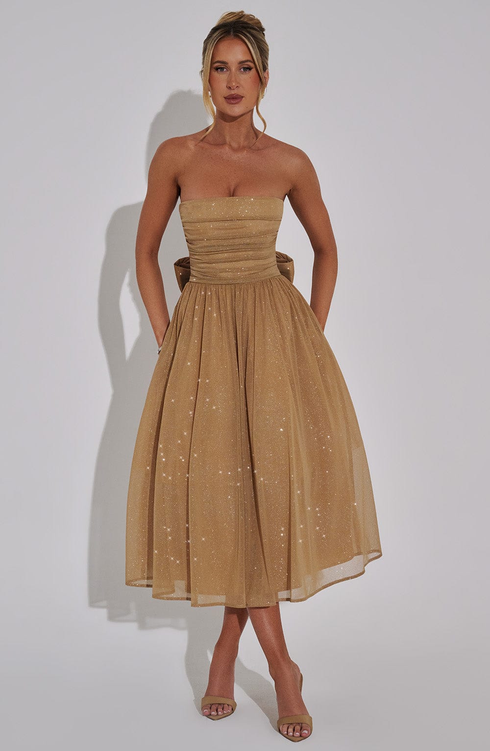 Vestido Midi Marissa - Brillo Dorado