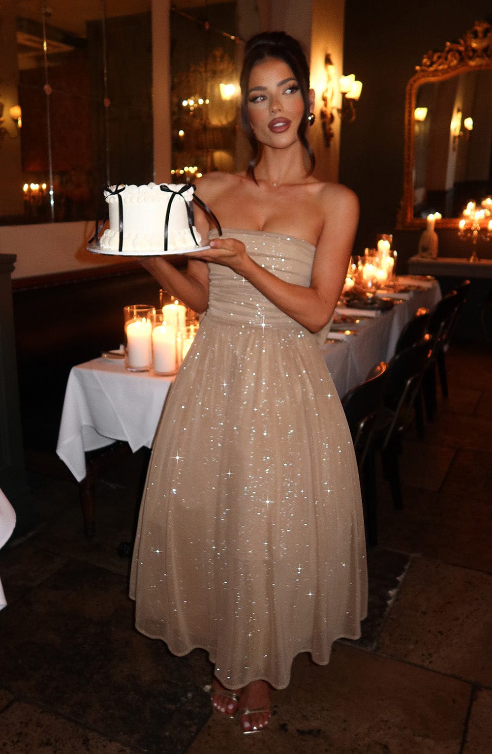Vestido Midi Marissa - Brillo Dorado
