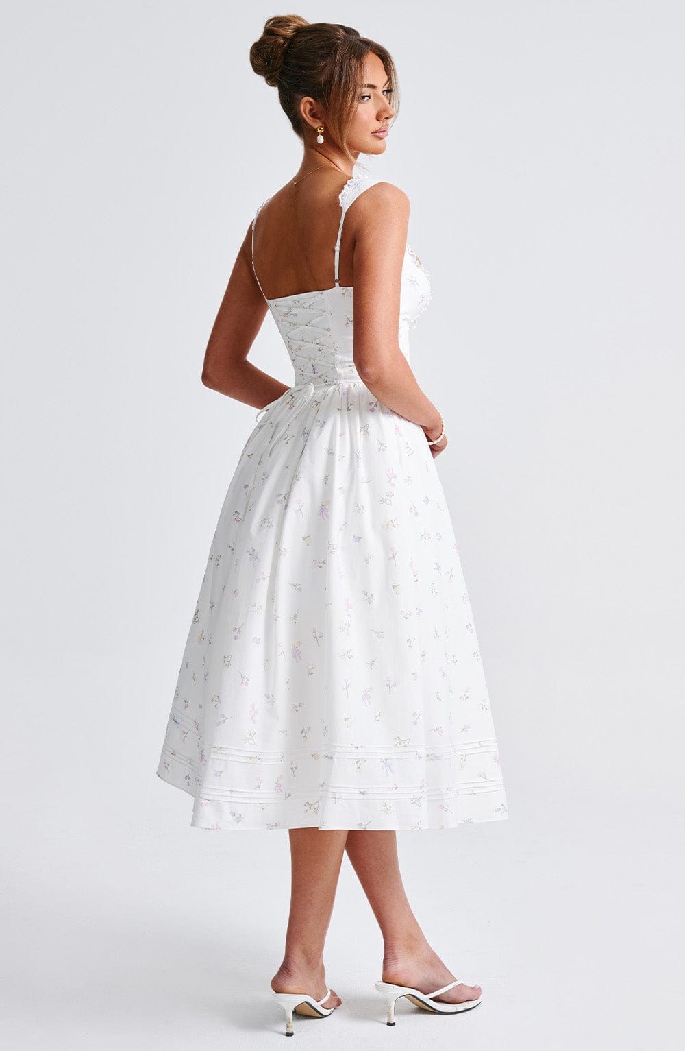 Vestido Midi Marlena - Estampado Floral Blanco Multicolor
