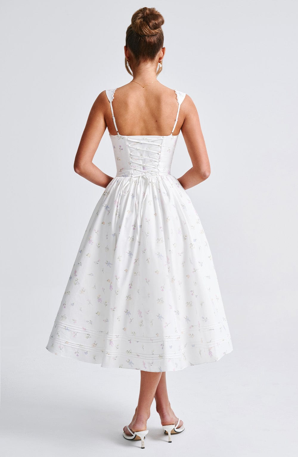 Vestido Midi Marlena - Estampado Floral Blanco Multicolor