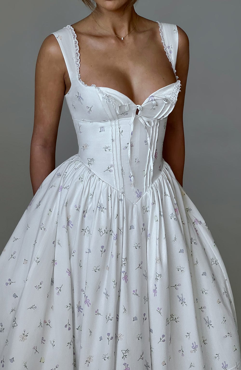 Vestido Midi Marlena - Estampado Floral Blanco Multicolor
