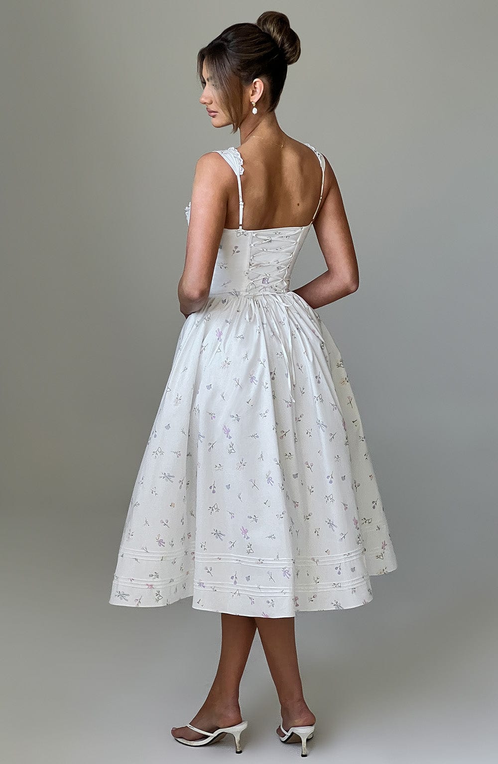 Vestido Midi Marlena - Estampado Floral Blanco Multicolor
