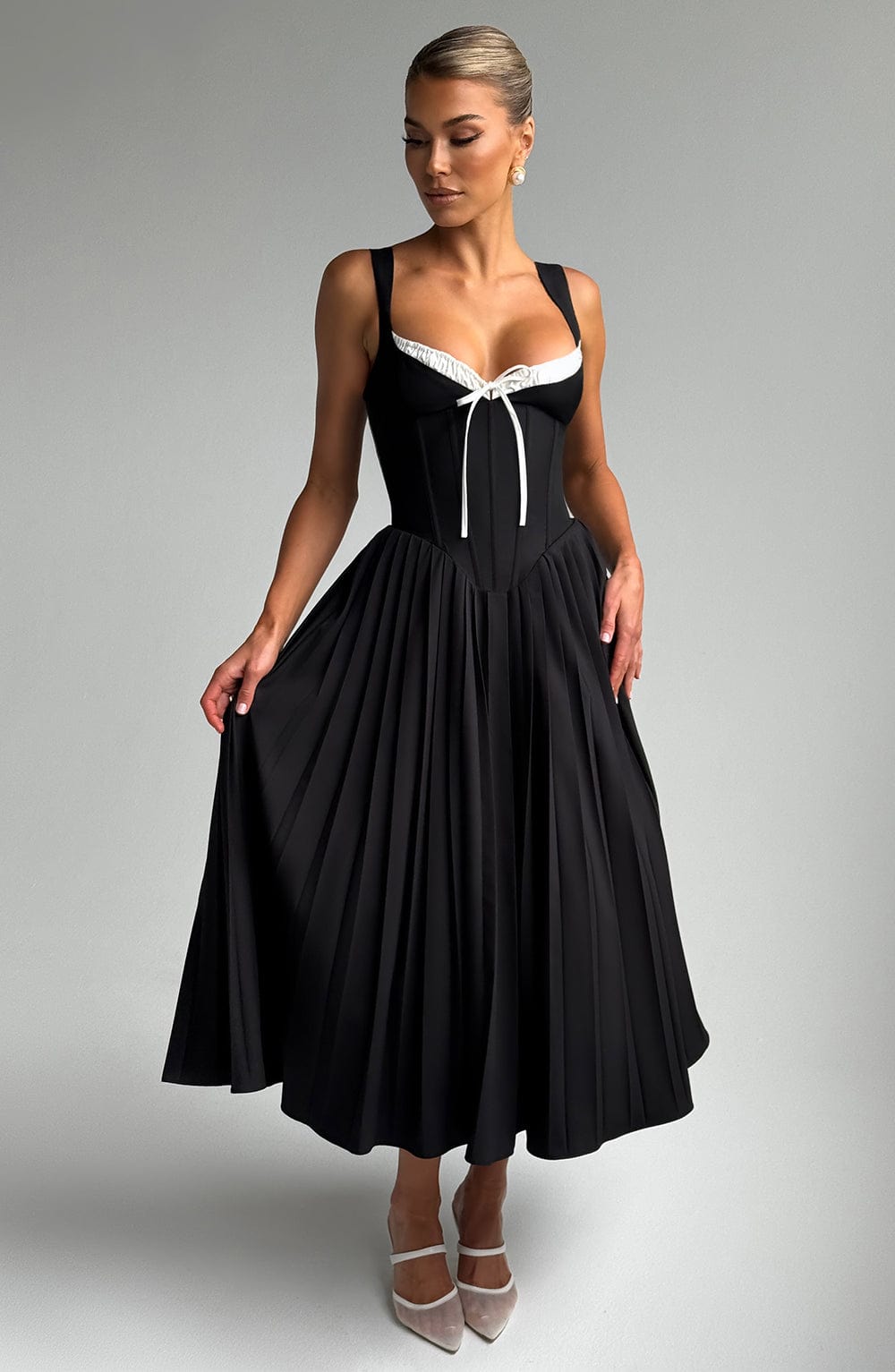 Vestido Midi Natassia - Negro/Blanco