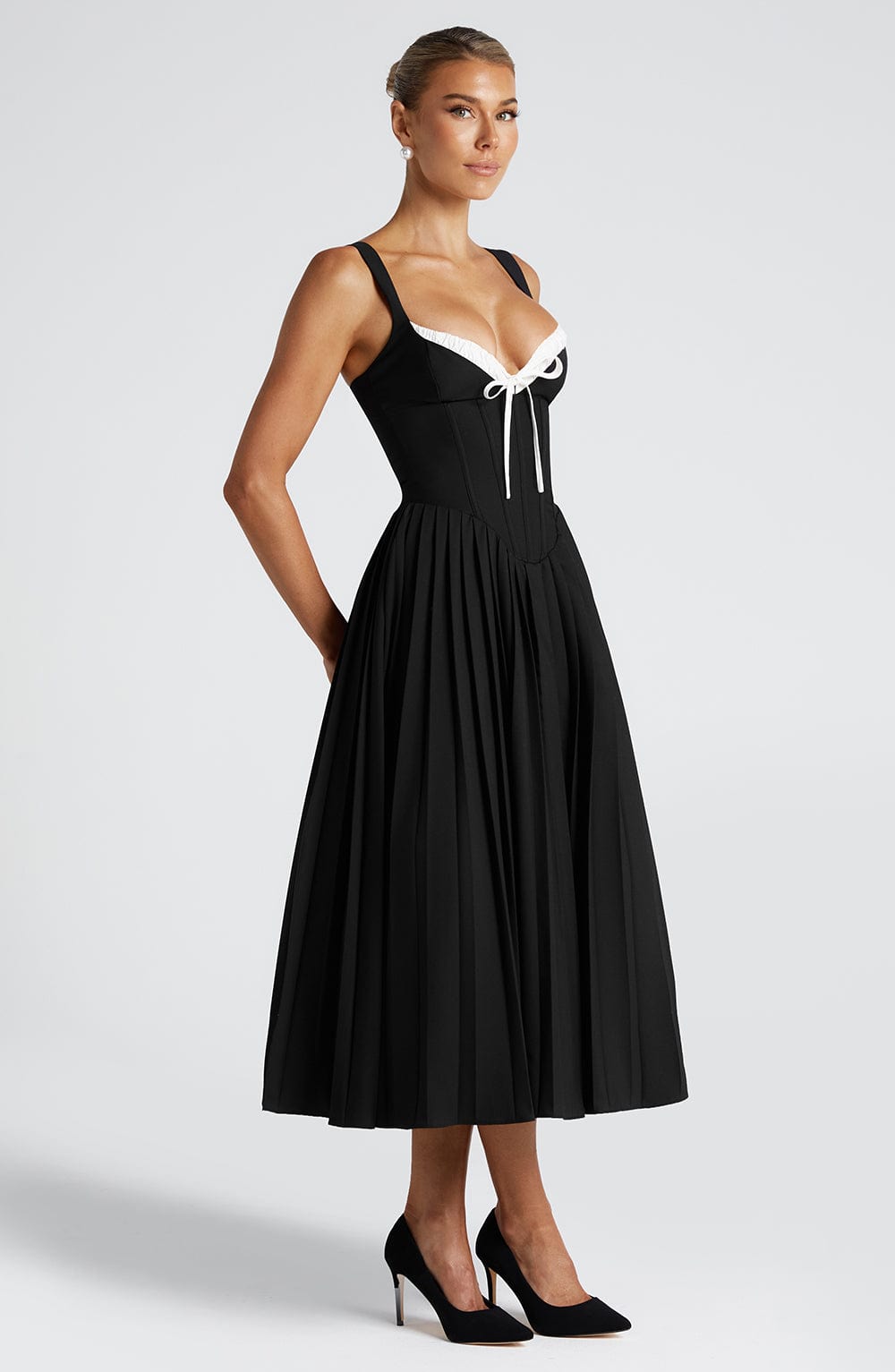 Vestido Midi Natassia - Negro/Blanco