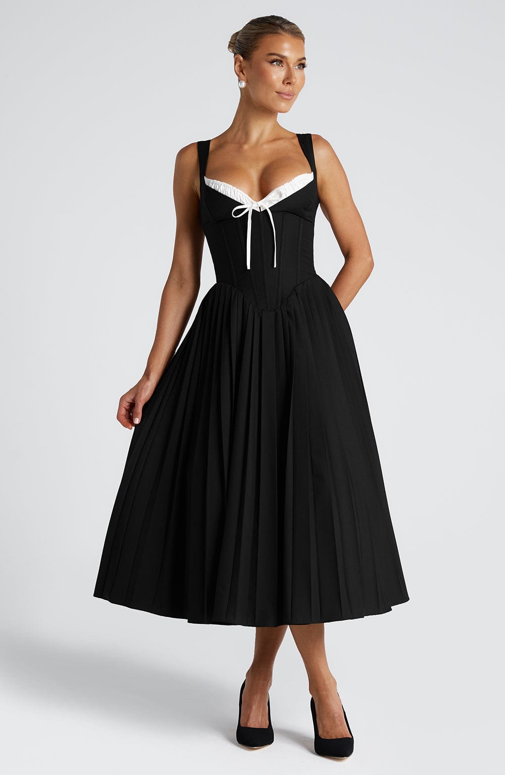 Vestido Midi Natassia - Negro/Blanco