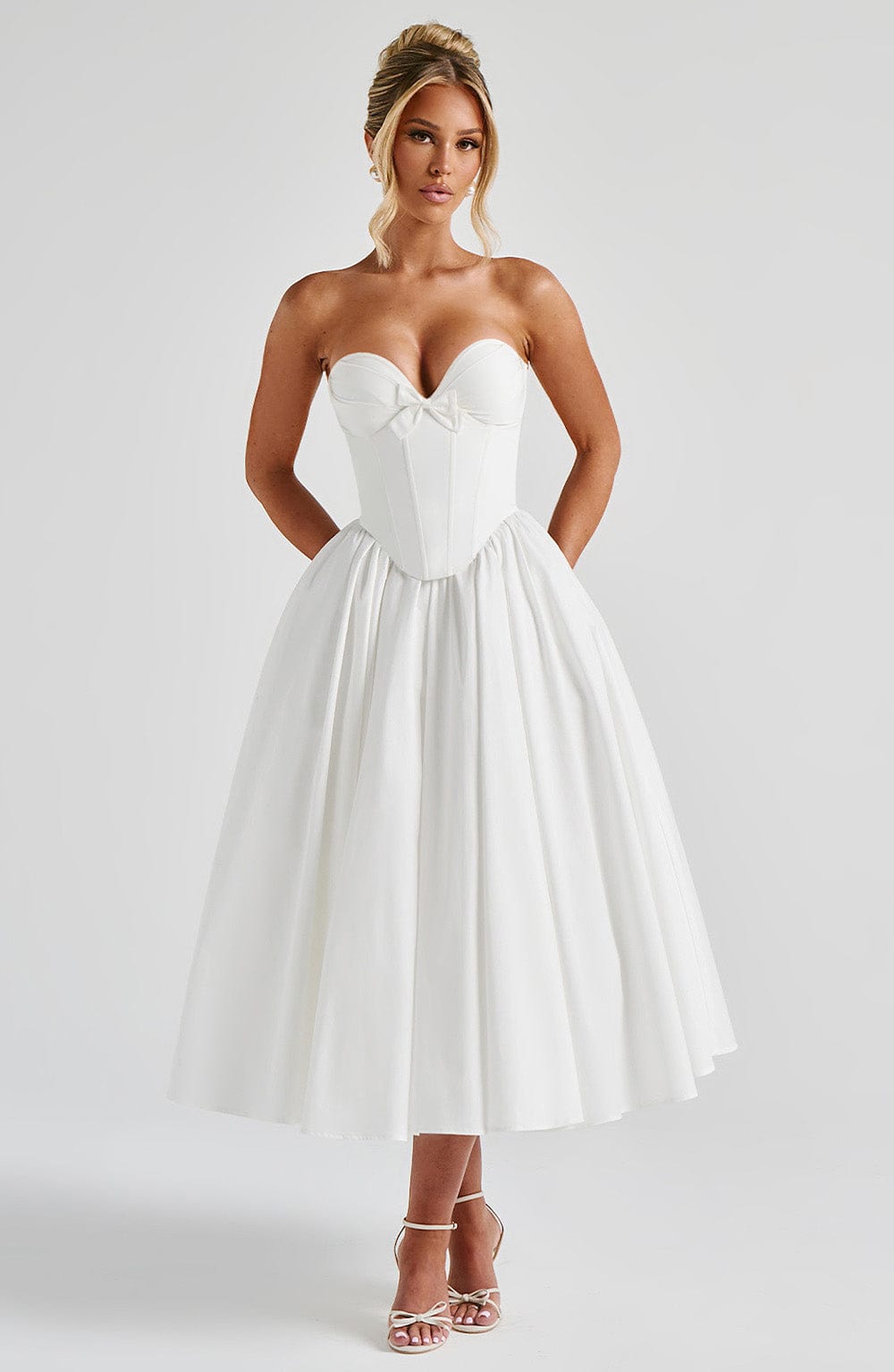 Vestido Midi Prim - Marfil