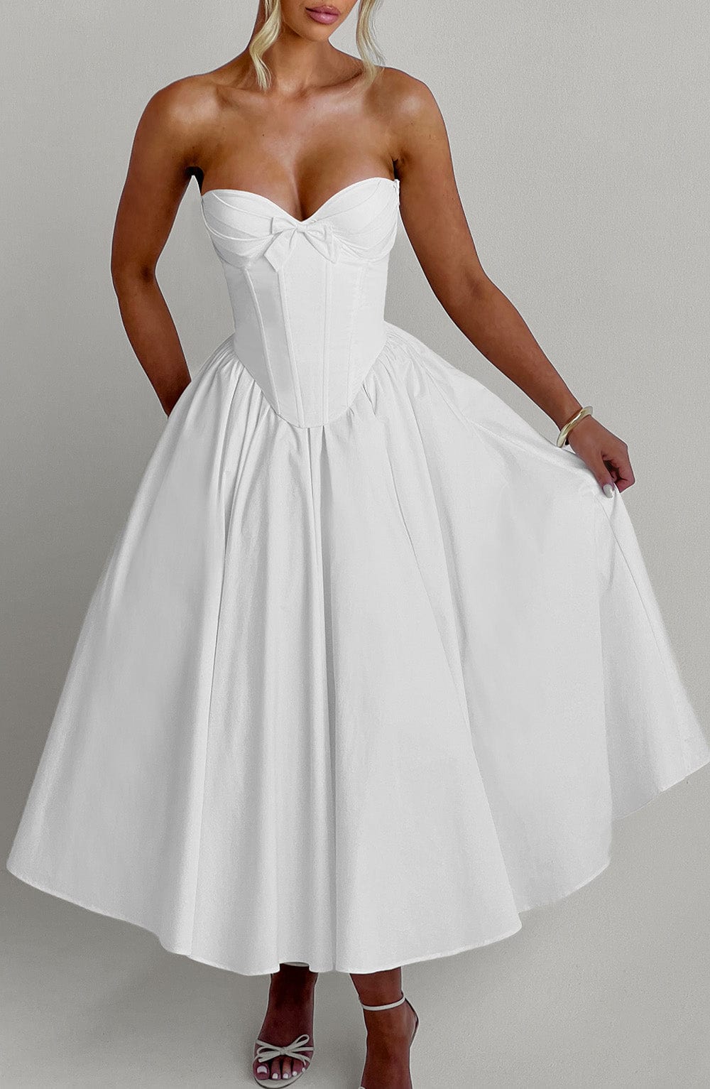 Vestido Midi Prim - Marfil