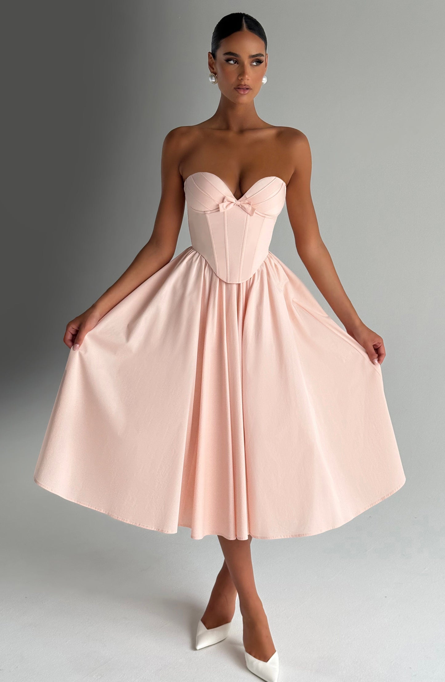 Vestido Midi Prim - Melocotón Suave