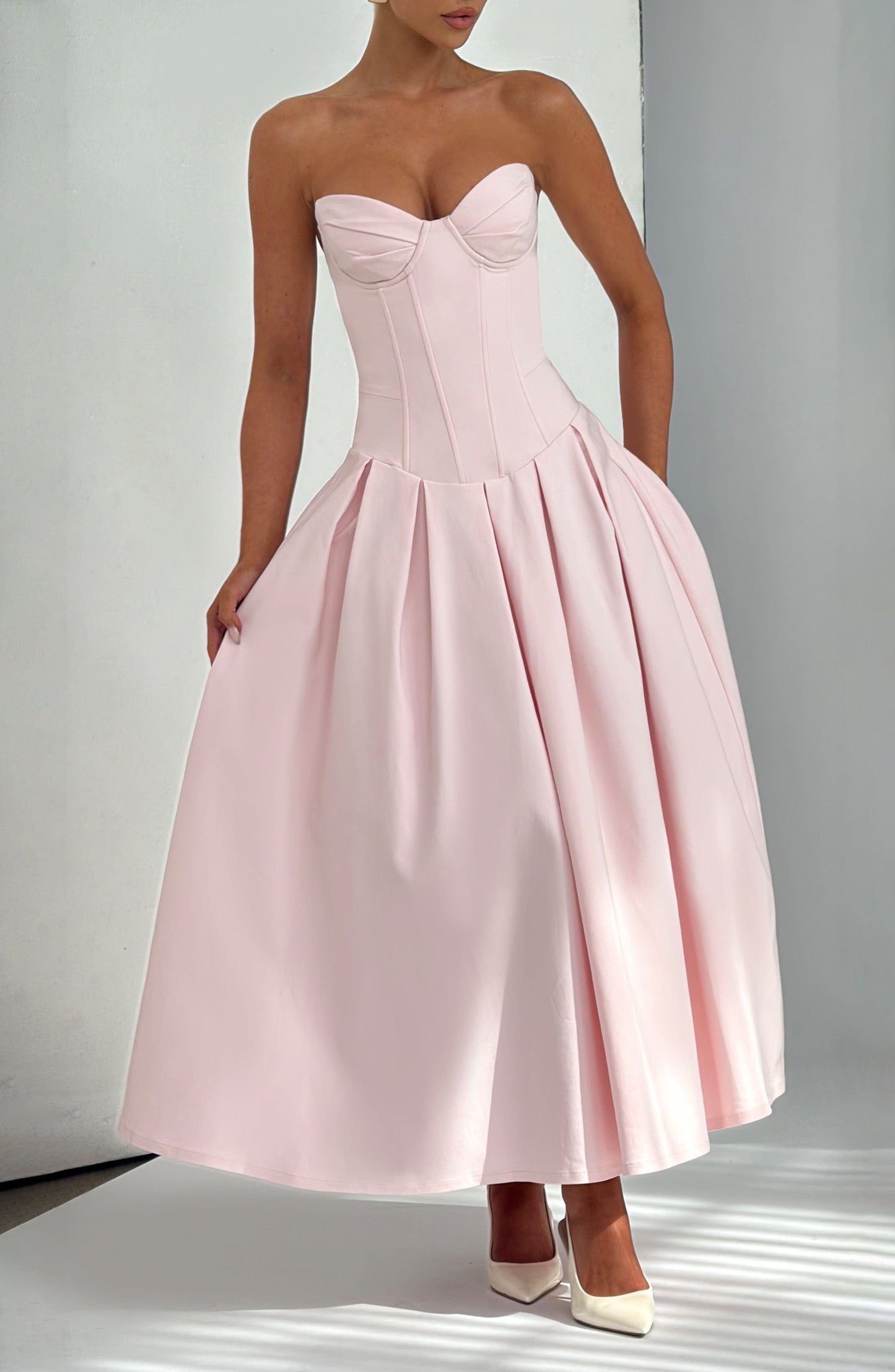 Vestido Midi Salma - Rosa Claro