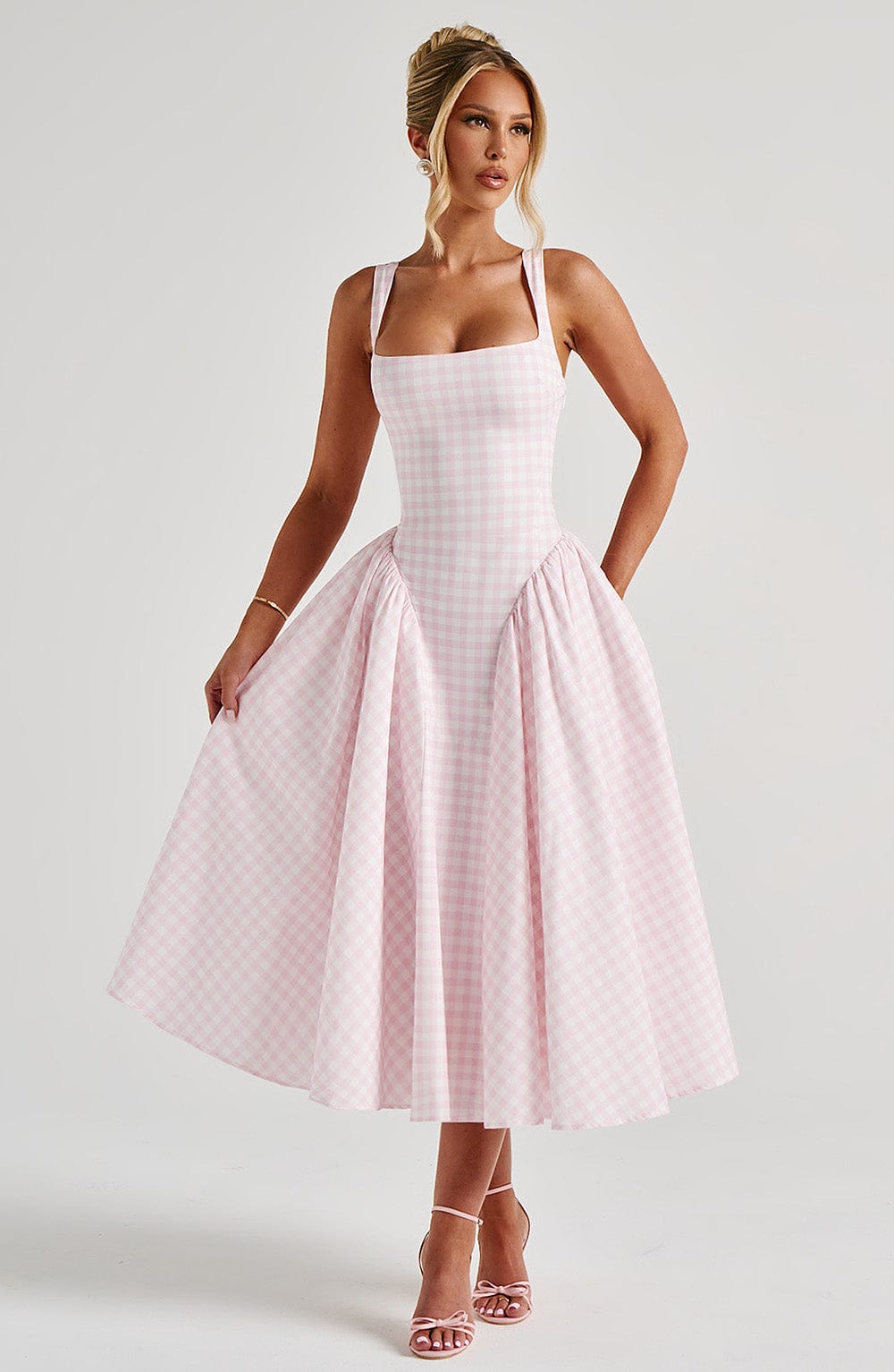 Vestido Midi Sherrie - Gingham en Color Melocotón