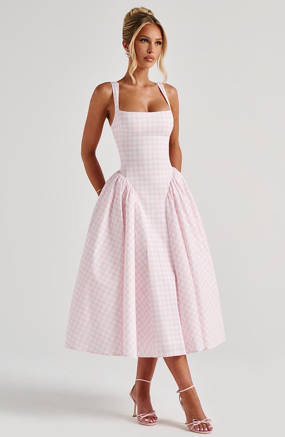 Vestido Midi Sherrie - Gingham en Color Melocotón