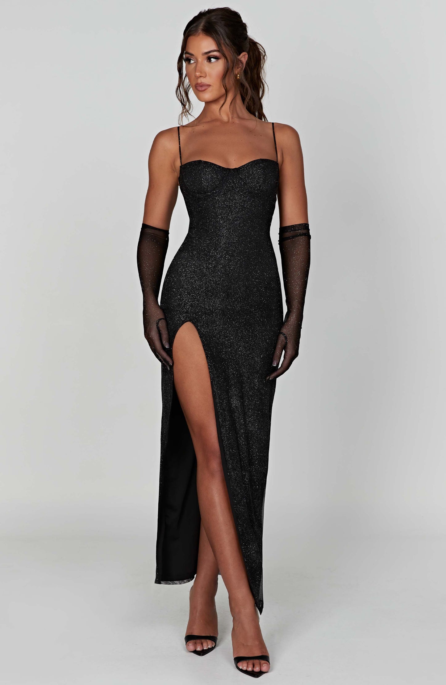 Vestido Maxi Trixie - Brillo Negro